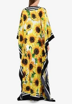 Dolce & Gabbana Sunflower Print Kaftan Maxi Dress In Silk Yellow -Evening Dresses Popular Store F6F1HT 20GDQ04 20HAHH9 20 281 29