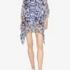 Dolce & Gabbana Majolica Print Chiffon Kaftan Dress Blue