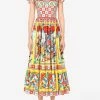 Dolce & Gabbana Carretto Print Cotton Poplin Bustier Dress Multicolor
