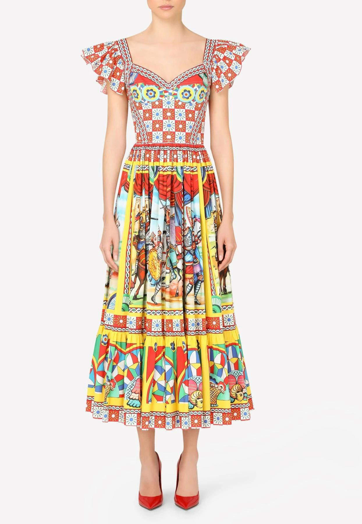 Dolce & Gabbana Carretto Print Cotton Poplin Bustier Dress Multicolor 1 Dolce & Gabbana Carretto Print Cotton Poplin Bustier Dress Multicolor