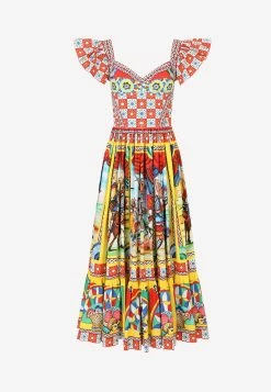 Dolce & Gabbana Carretto Print Cotton Poplin Bustier Dress Multicolor 5 Dolce & Gabbana Carretto Print Cotton Poplin Bustier Dress Multicolor -Evening Dresses Popular Store F6G8RTGDS11 HH82D 2