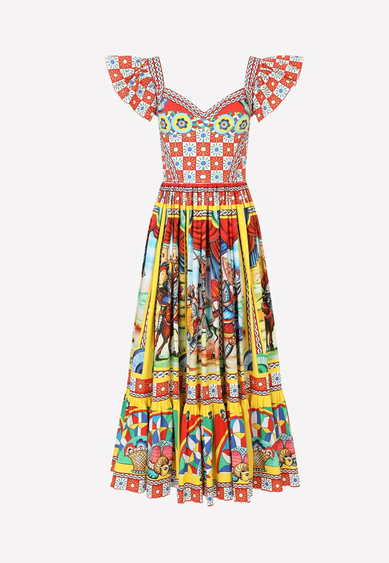 Dolce & Gabbana Carretto Print Cotton Poplin Bustier Dress Multicolor 3 Dolce & Gabbana Carretto Print Cotton Poplin Bustier Dress Multicolor - Image 3