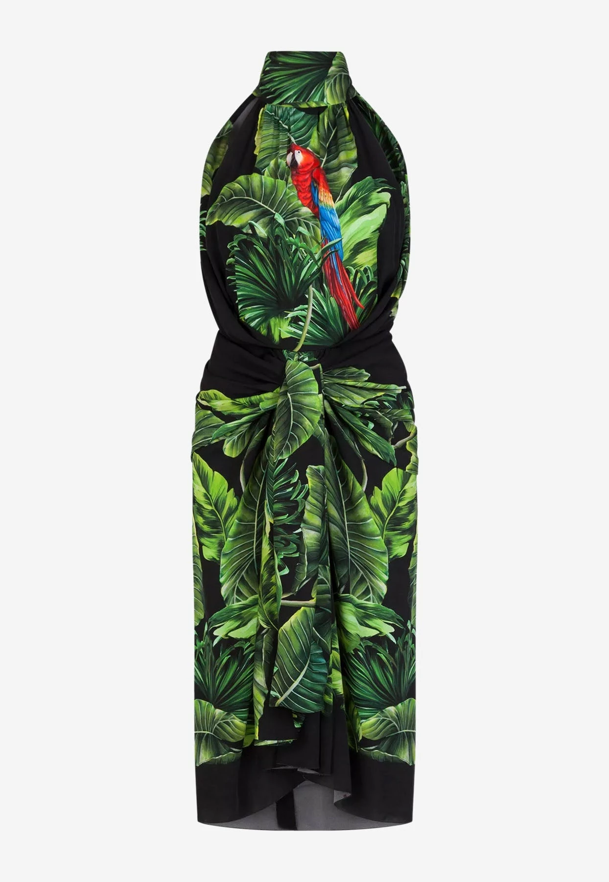 Dolce & Gabbana Tropical Jungle Print High-Neck Midi Dress Multicolor 1 Dolce & Gabbana Tropical Jungle Print High-Neck Midi Dress Multicolor