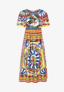 Dolce & Gabbana Carretto Print Ruffled Sleeve Silk Dress Multicolor 5 Dolce & Gabbana Carretto Print Ruffled Sleeve Silk Dress Multicolor -Evening Dresses Popular Store F6J3RTGDS12 HH96D 2