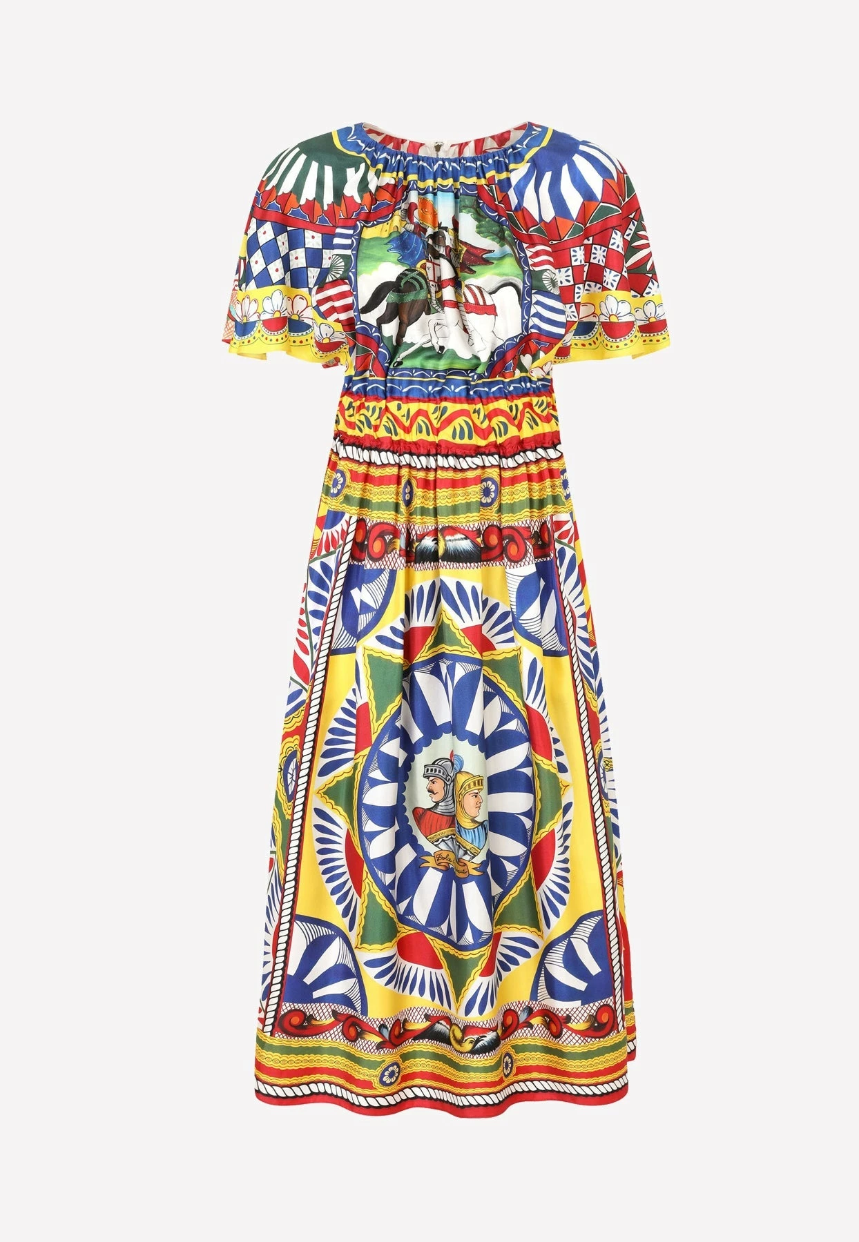 Dolce & Gabbana Carretto Print Ruffled Sleeve Silk Dress Multicolor 3 Dolce & Gabbana Carretto Print Ruffled Sleeve Silk Dress Multicolor - Image 3