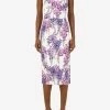 Dolce & Gabbana One-Shoulder Floral Midi Dress Lavender