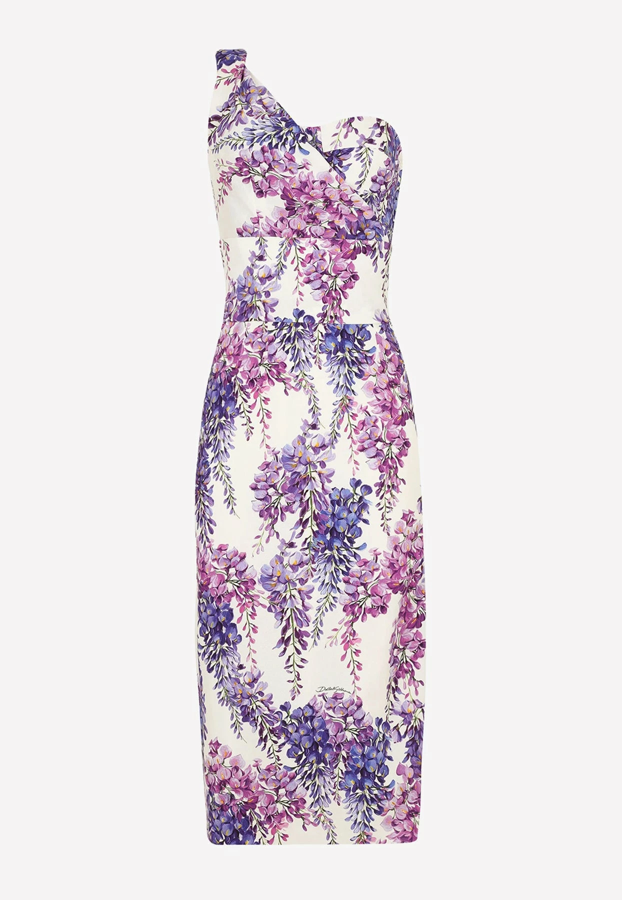Dolce & Gabbana One-Shoulder Floral Midi Dress Lavender 3 Dolce & Gabbana One-Shoulder Floral Midi Dress Lavender - Image 3