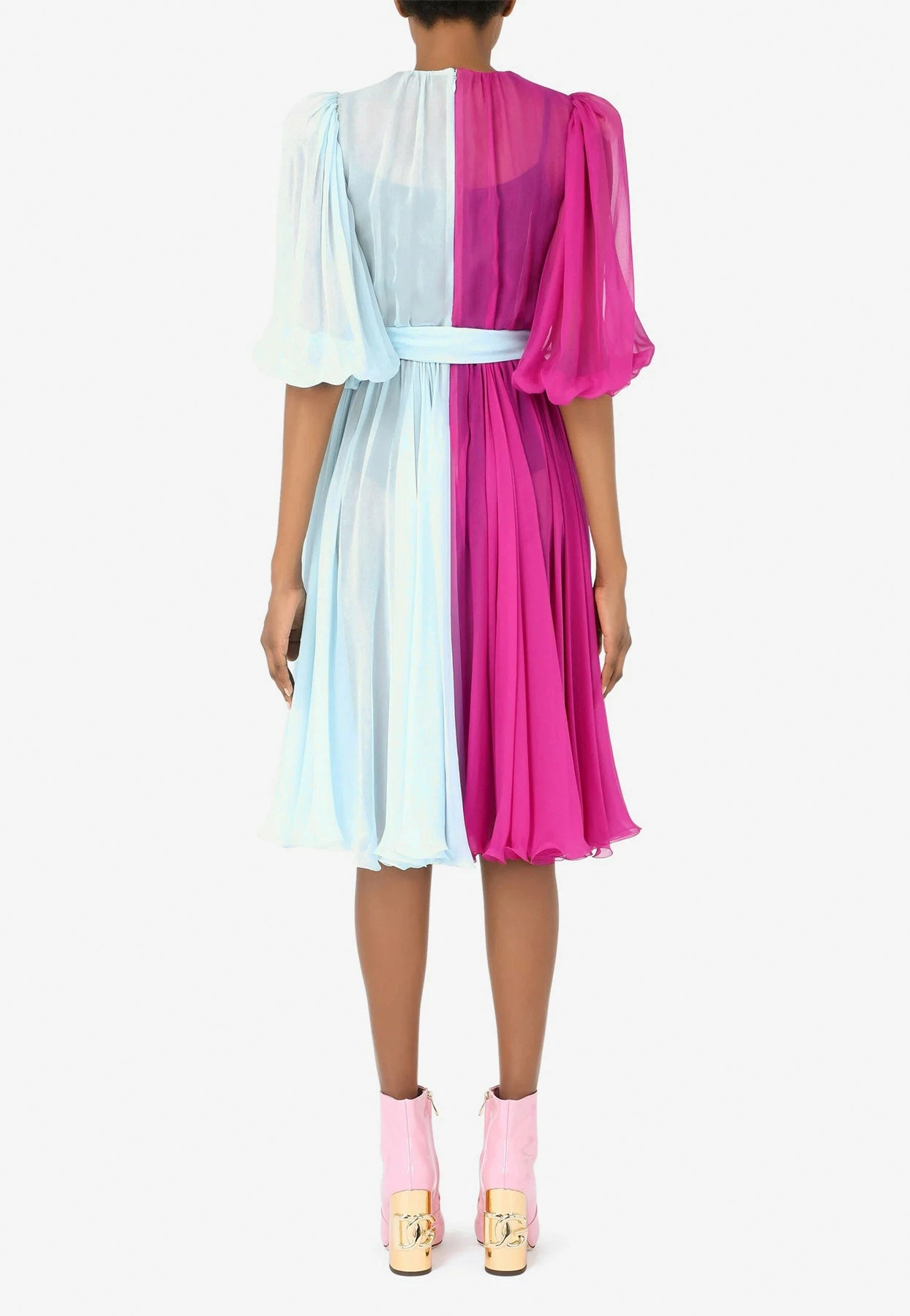 Dolce & Gabbana Colorblocked Chiffon Midi Dress Multicolor 3 Dolce & Gabbana Colorblocked Chiffon Midi Dress Multicolor - Image 3