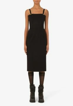 Dolce & Gabbana DG Embellished Stretch Jersey Midi Dress Black