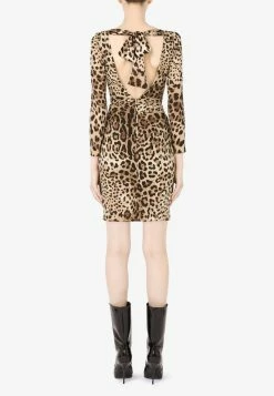 Dolce & Gabbana Leopard Print V-Neck Charmeuse Mini Dress Brown 6 Dolce & Gabbana Leopard Print V-Neck Charmeuse Mini Dress Brown -Evening Dresses Popular Store F6R7GTFSADD HY13M 1