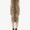 Dolce & Gabbana Leopard Print Charmeuse Midi Dress Brown