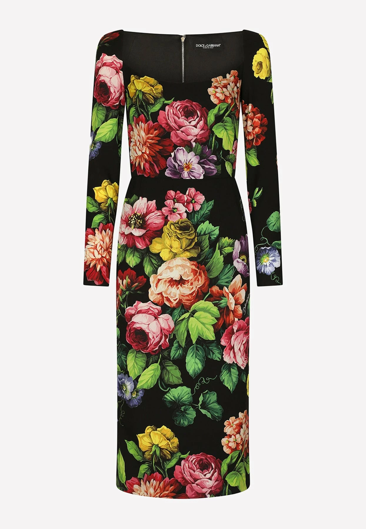 Dolce & Gabbana Floral Print Silk Charmeuse Midi Dress Black 3 Dolce & Gabbana Floral Print Silk Charmeuse Midi Dress Black - Image 3