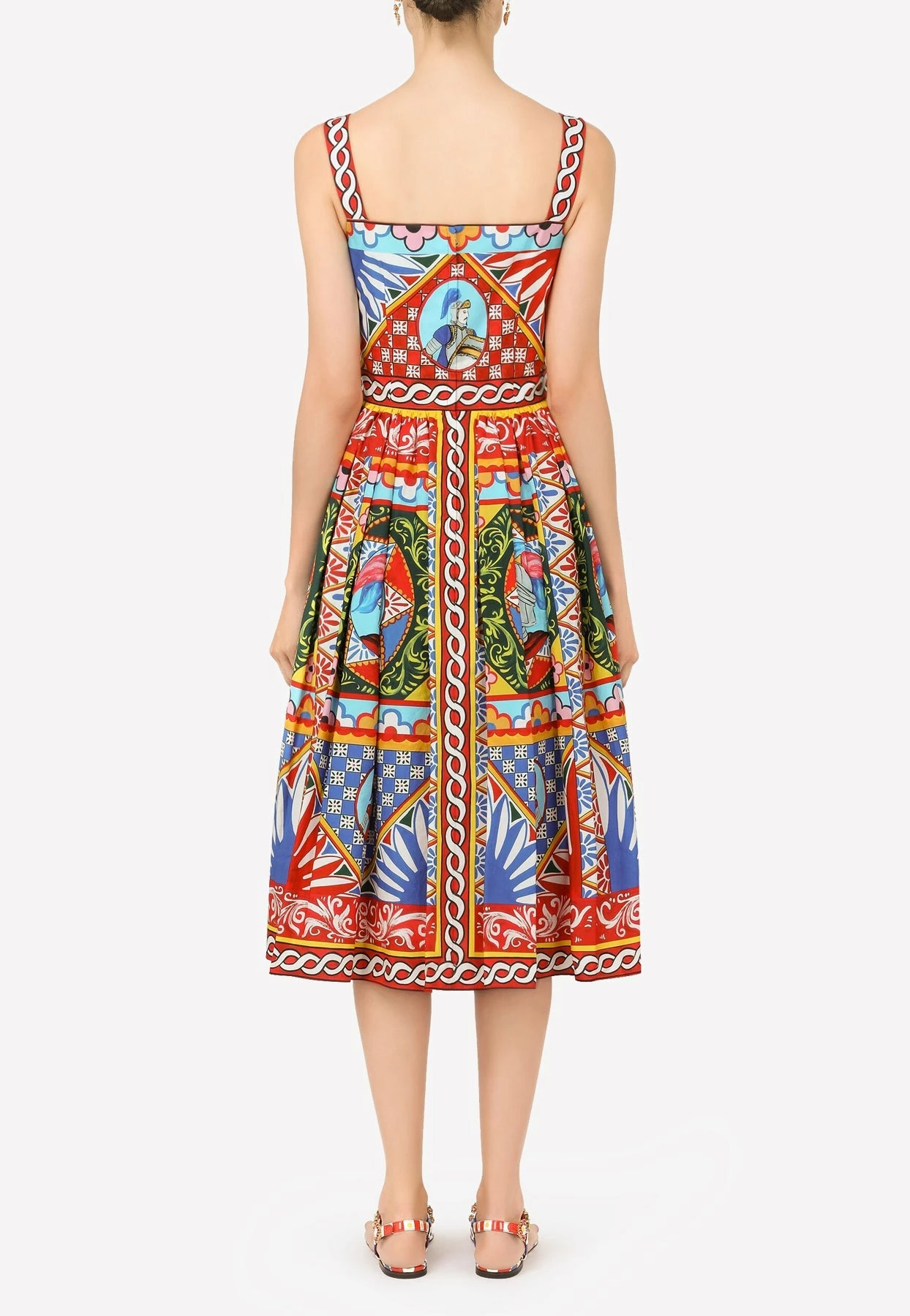 Dolce & Gabbana Carretto Print Square-Neck Cotton Dress Multicolor 3 Dolce & Gabbana Carretto Print Square-Neck Cotton Dress Multicolor - Image 3
