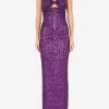 Dolce & Gabbana Sleeveless Sequined Maxi Dress Purple