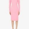 Dolce & Gabbana Sable Puff Sleeves Midi Dress Pink
