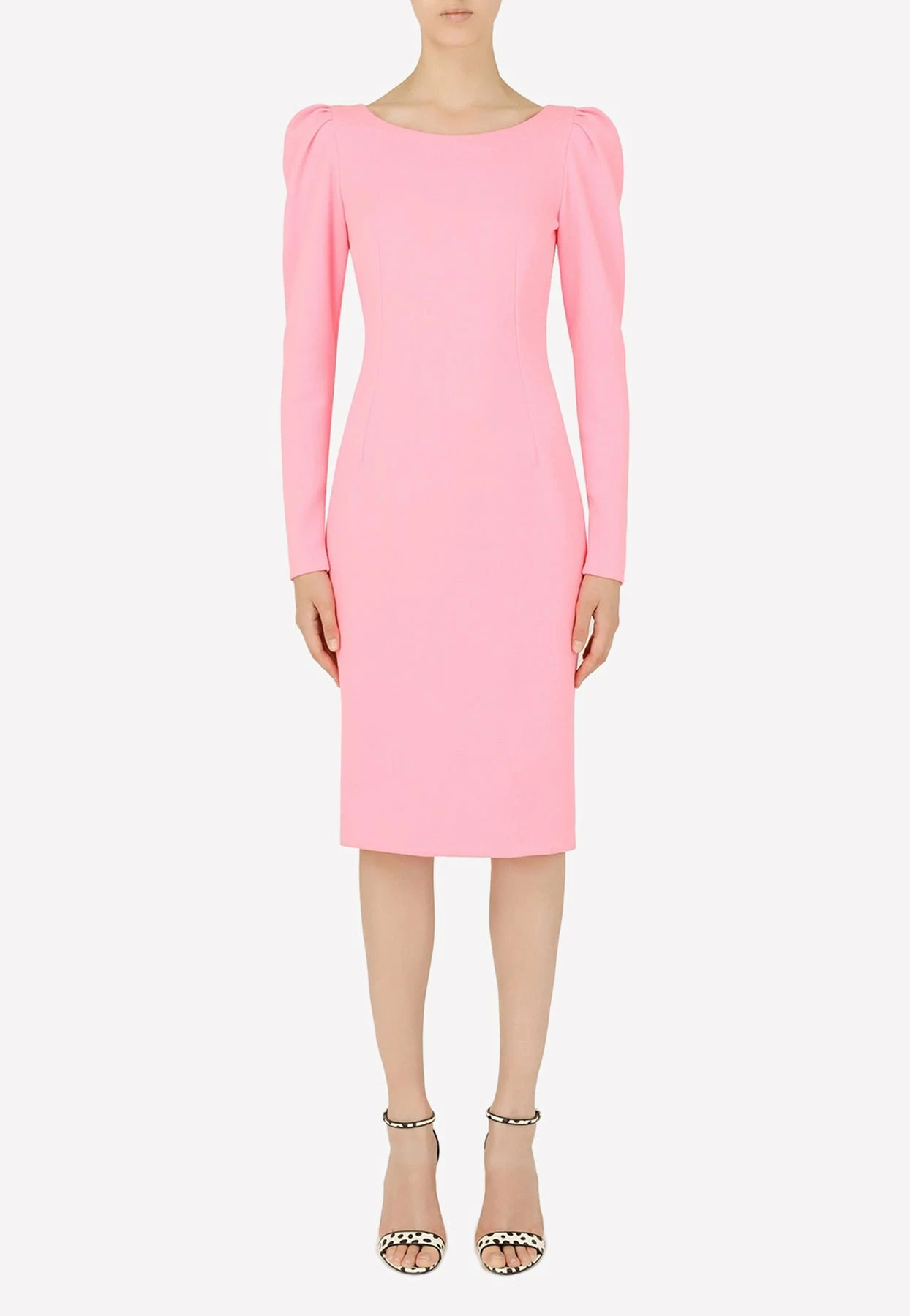 Dolce & Gabbana Sable Puff Sleeves Midi Dress Pink 1 Dolce & Gabbana Sable Puff Sleeves Midi Dress Pink