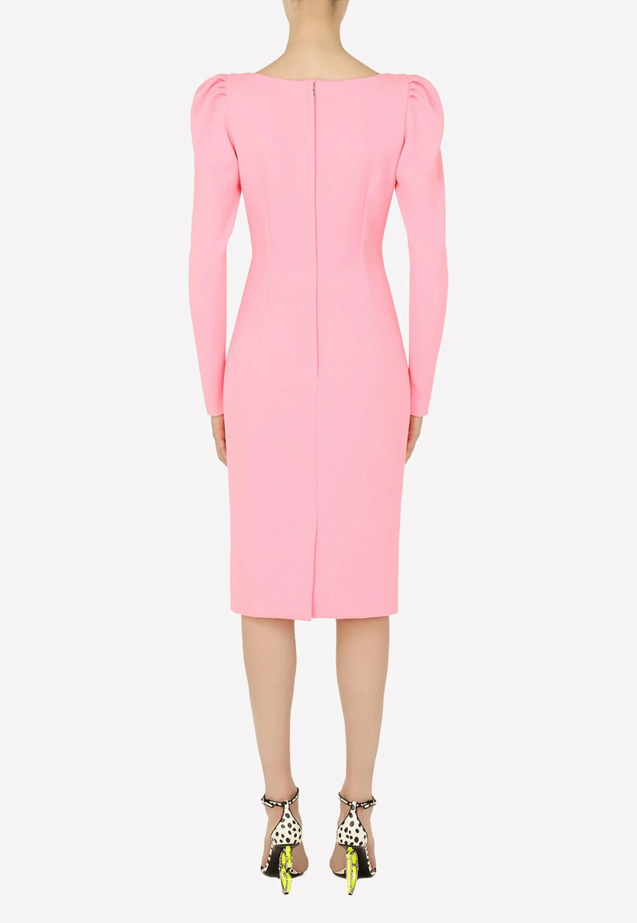 Dolce & Gabbana Sable Puff Sleeves Midi Dress Pink 2 Dolce & Gabbana Sable Puff Sleeves Midi Dress Pink - Image 2