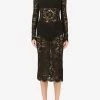 Dolce & Gabbana Lace Scalloped Detailing Midi Dress Black