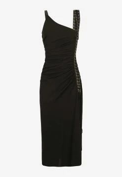 Dolce & Gabbana Asymmetric Stretch Sable Midi Ruched Dress Black -Evening Dresses Popular Store F6ZB7T 20FURGC 20N0000 202