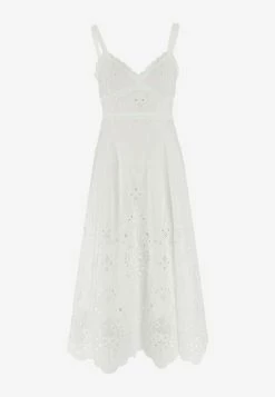 Dolce & Gabbana V-neck Embroidered Midi Dress White