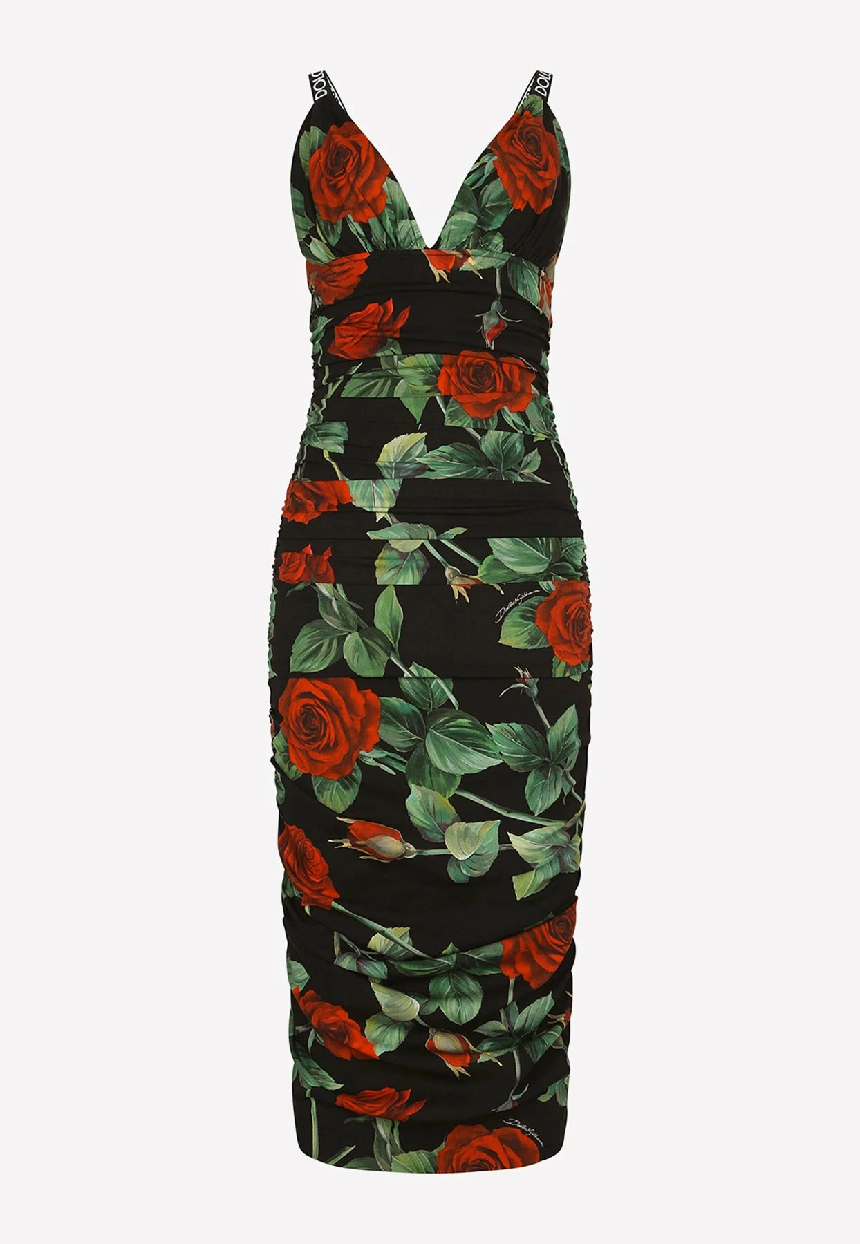 Dolce & Gabbana Rose Print Silk Charmeuse Midi Dress Multicolor 3 Dolce & Gabbana Rose Print Silk Charmeuse Midi Dress Multicolor - Image 3
