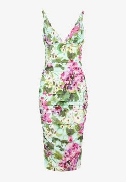 Dolce & Gabbana Sleeveless Floral Midi Dress Multicolor