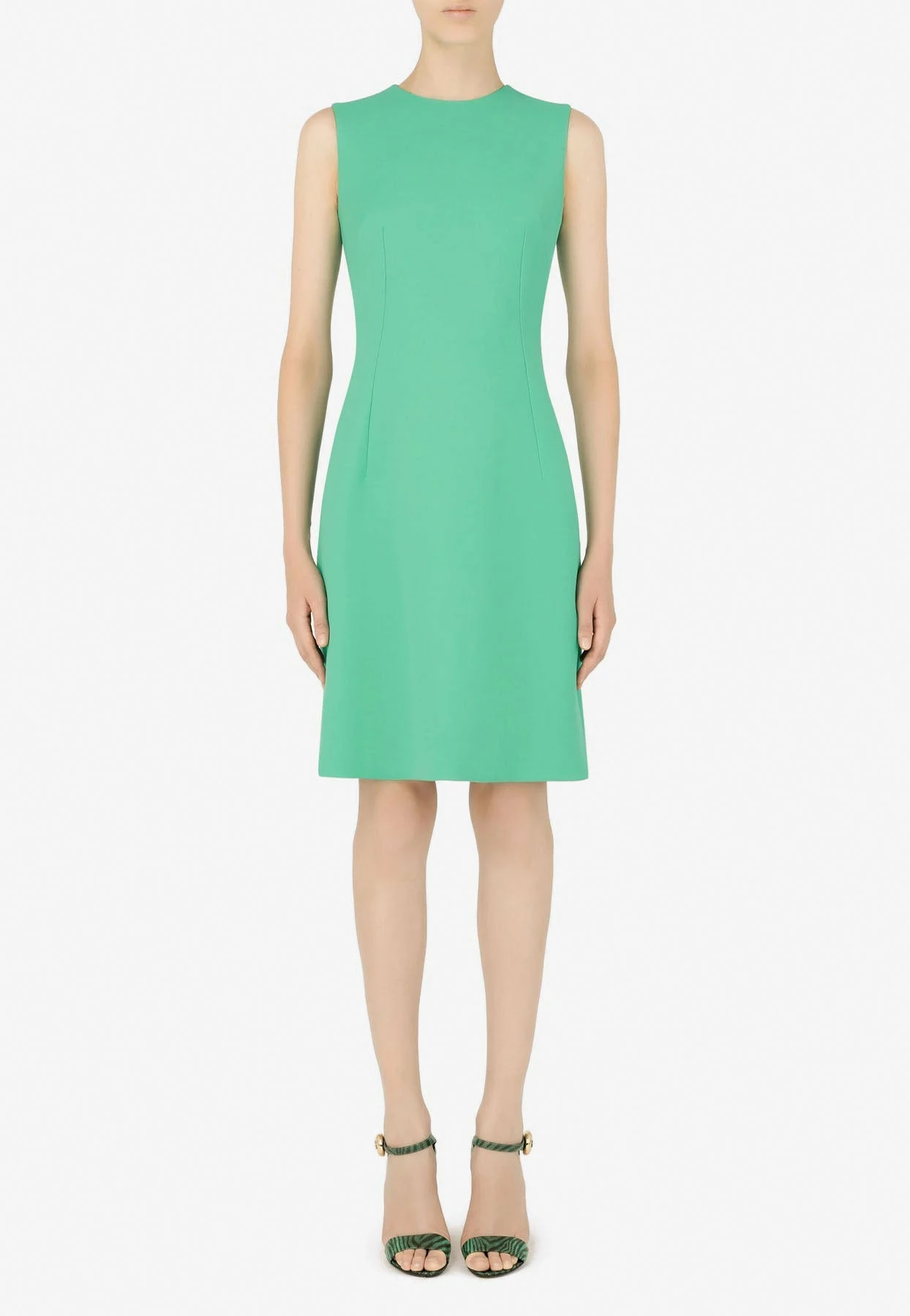 Dolce & Gabbana Flared Dress In Virgin Wool Green 1 Dolce & Gabbana Flared Dress In Virgin Wool Green