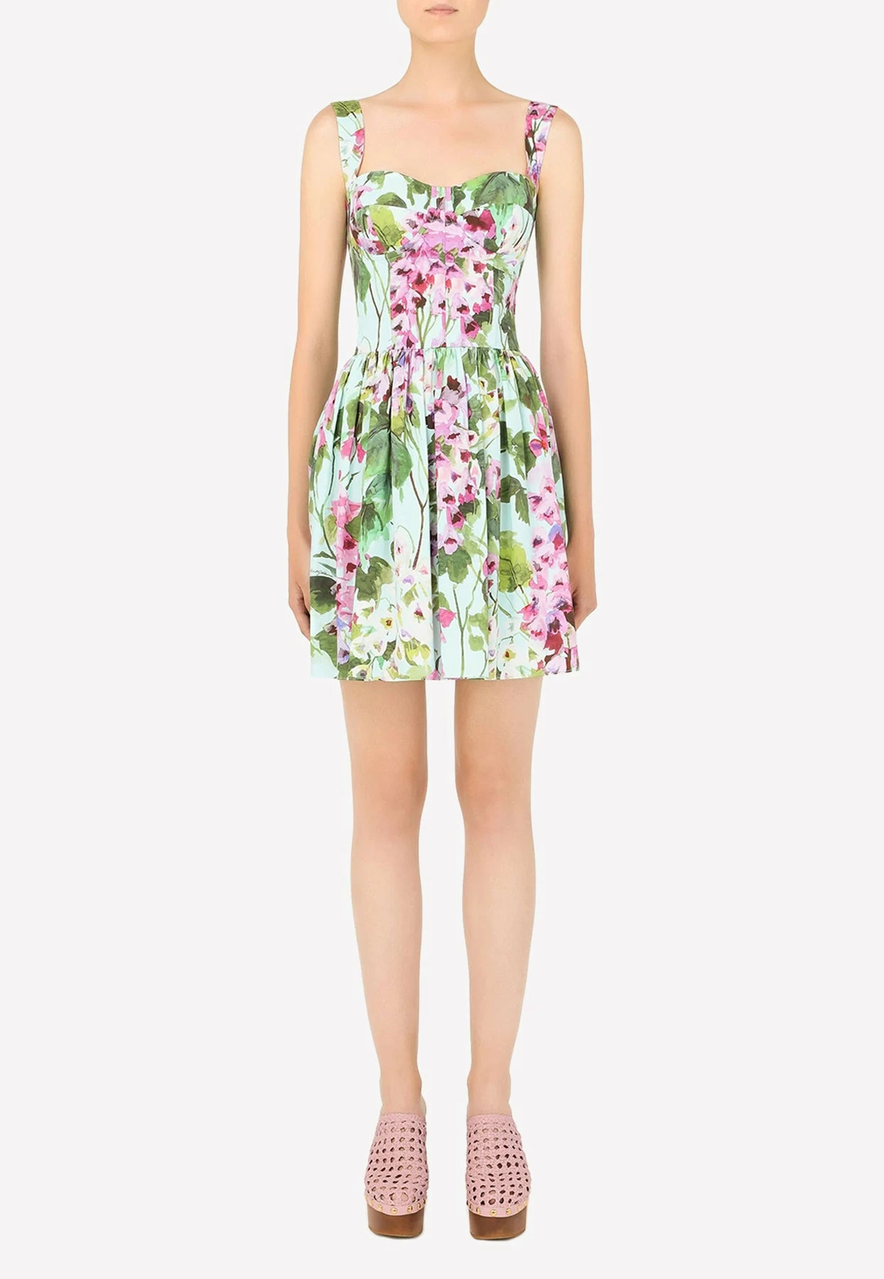 Dolce & Gabbana Bluebell-Print Poplin Corset Mini Dress Multicolor 1 Dolce & Gabbana Bluebell-Print Poplin Corset Mini Dress Multicolor