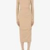 Dolce & Gabbana Draped Midi Jersey Dress Beige