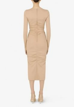 Dolce & Gabbana Draped Midi Jersey Dress Beige 6 Dolce & Gabbana Draped Midi Jersey Dress Beige -Evening Dresses Popular Store F6ZR8T 20FUGKF 20M2507 202