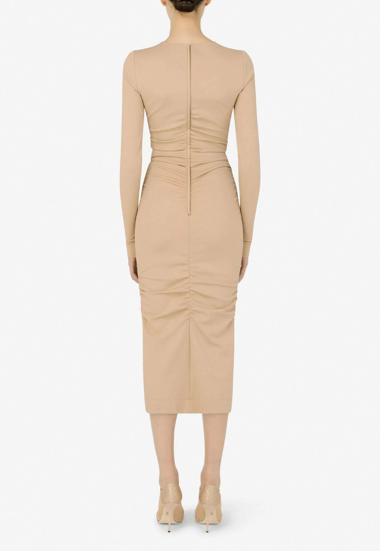 Dolce & Gabbana Draped Midi Jersey Dress Beige 3 Dolce & Gabbana Draped Midi Jersey Dress Beige - Image 3