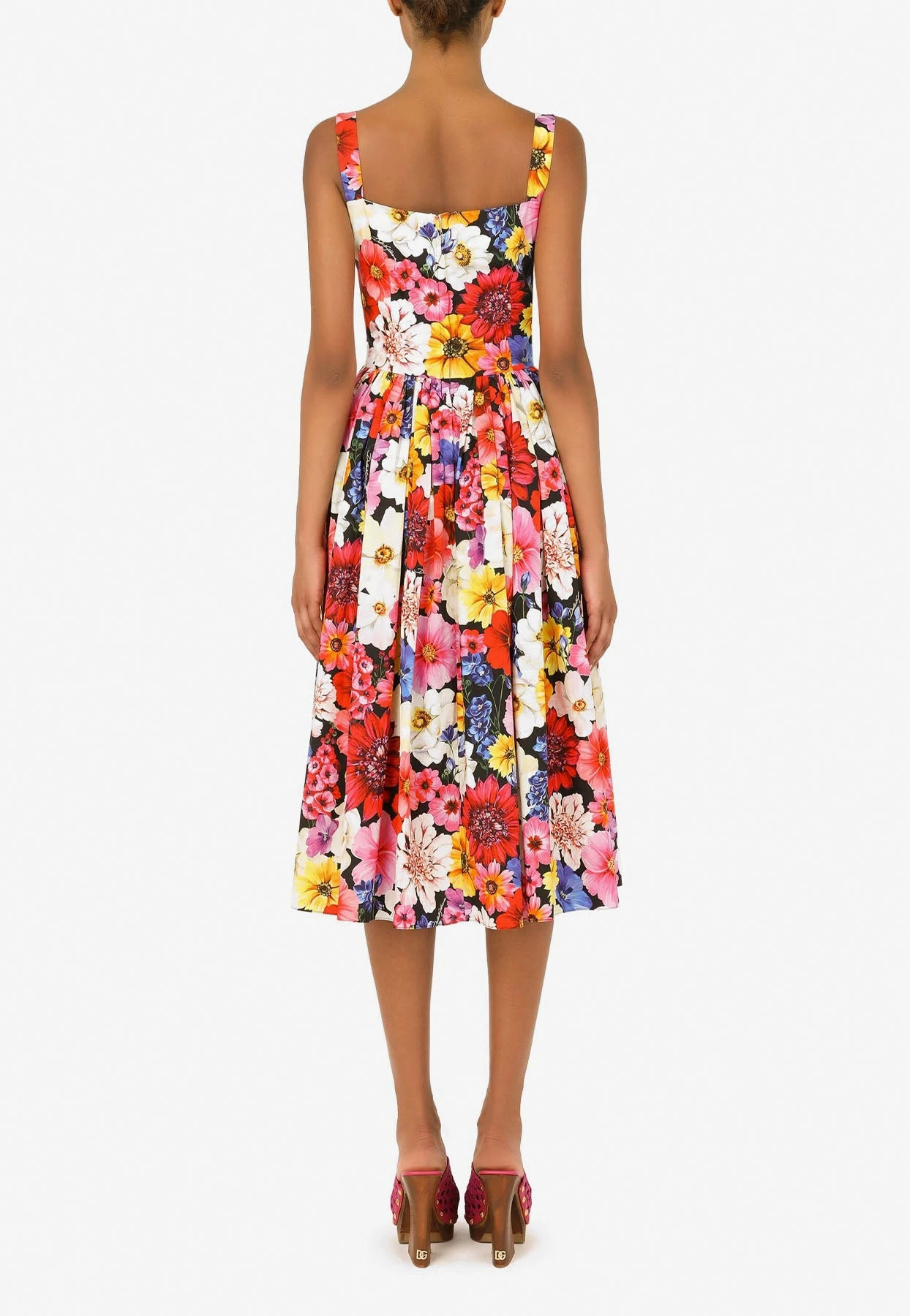 Dolce & Gabbana Garden Print Poplin Midi Dress Multicolor 4 Dolce & Gabbana Garden Print Poplin Midi Dress Multicolor - Image 4