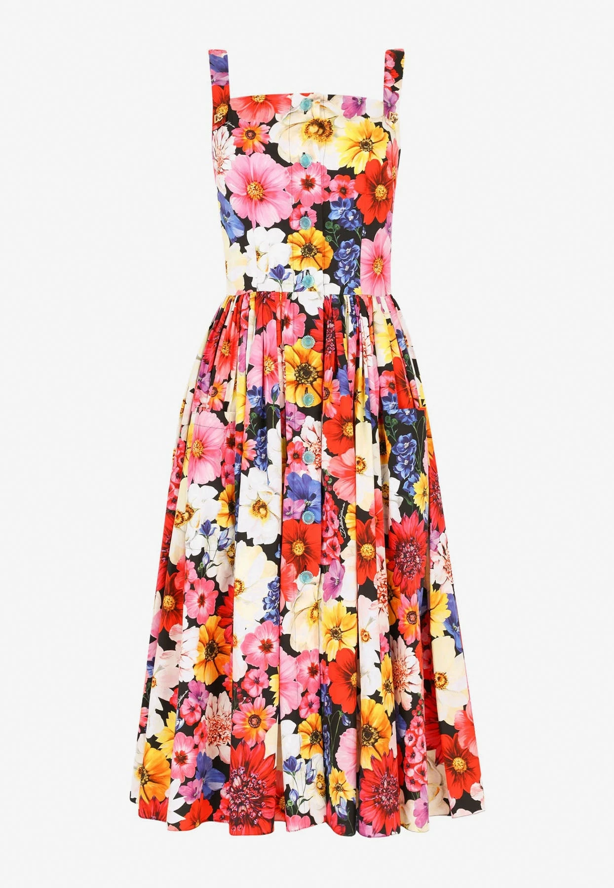 Dolce & Gabbana Garden Print Poplin Midi Dress Multicolor 2 Dolce & Gabbana Garden Print Poplin Midi Dress Multicolor - Image 2