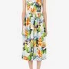 Dolce & Gabbana Hydrangea-Print Poplin Midi Dress Multicolor