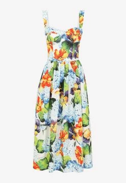 Dolce & Gabbana Hydrangea-Print Poplin Midi Dress Multicolor -Evening Dresses Popular Store F6ZT1T 20HS5MA 20HA3JA 202