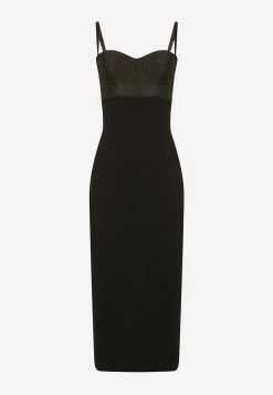 Dolce & Gabbana Jersey And Satin Sleeveless Midi Dress Black -Evening Dresses Popular Store F6ZT4T 20FUGKF 20N0000 202