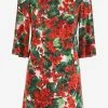 Dolce & Gabbana Portofino Floral Mini Dress Red