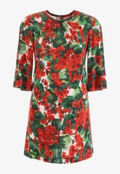 Dolce & Gabbana Portofino Floral Mini Dress Red