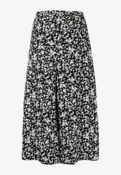 GANNI Printed Crepe Midi Wrap Skirt Monochrome