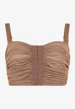 Dolce & Gabbana Ruched Cropped Top In Viscose Brown -Evening Dresses Popular Store F751ST 20HU7J4 20M0216 202