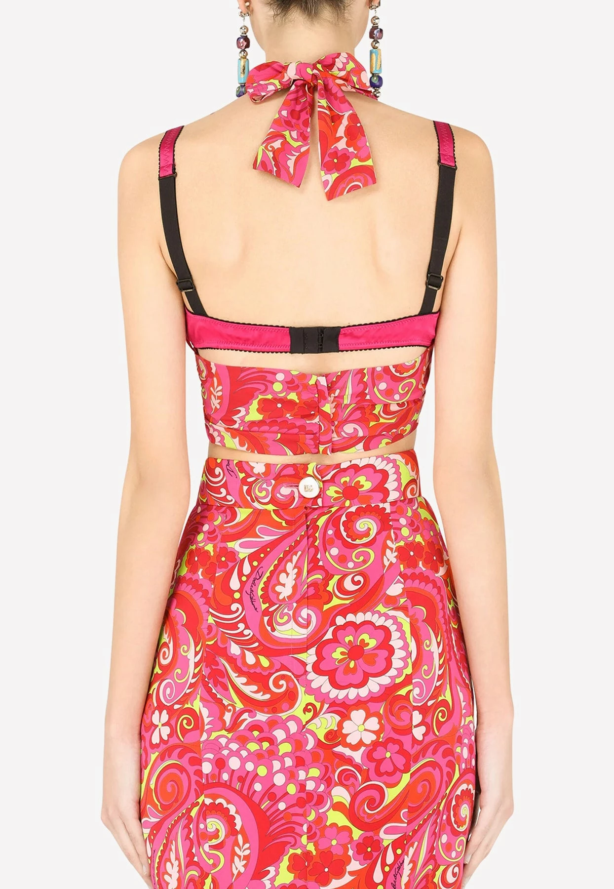 Dolce & Gabbana 60s Print Cropped Top With Ring Detail Hot Pink 3 Dolce & Gabbana 60s Print Cropped Top With Ring Detail Hot Pink - Image 3