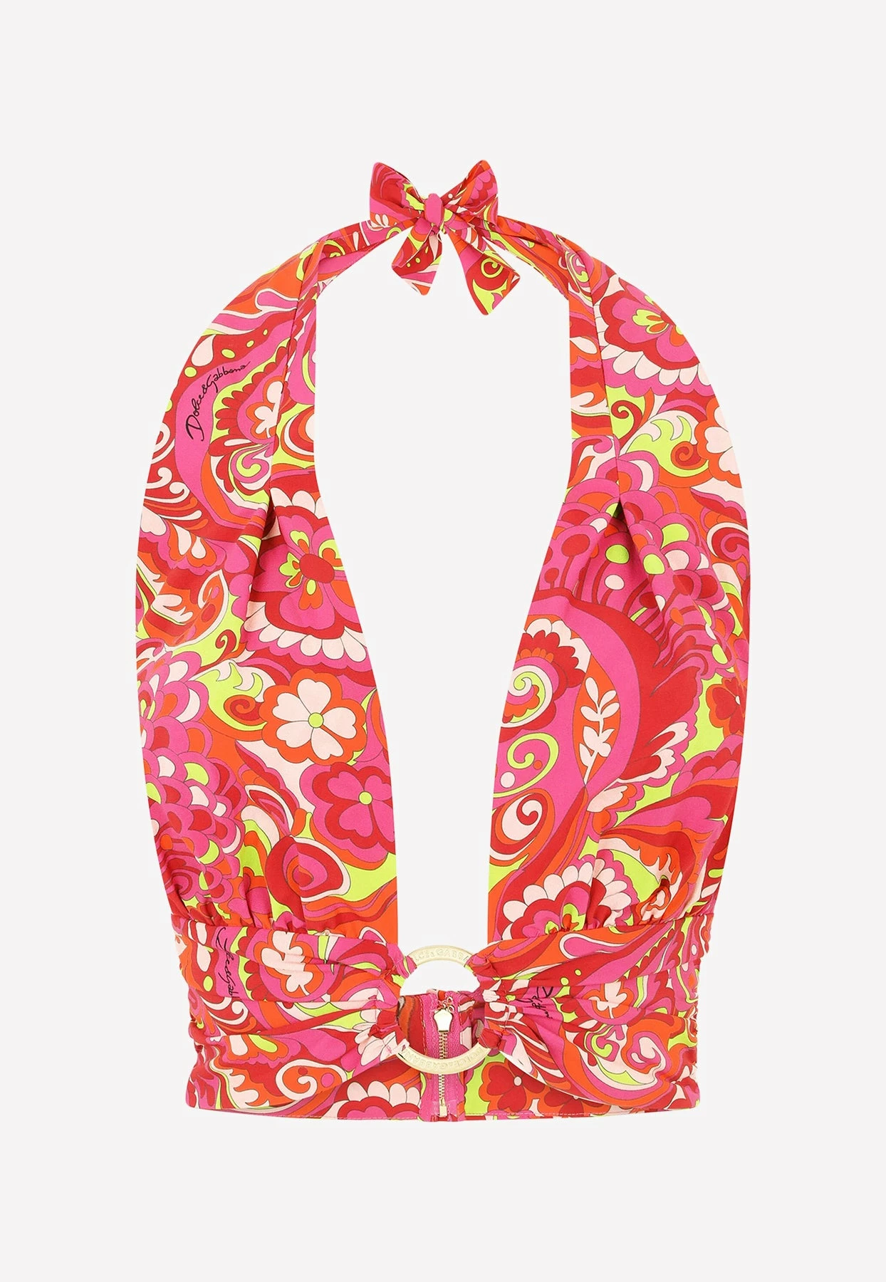 Dolce & Gabbana 60s Print Cropped Top With Ring Detail Hot Pink 4 Dolce & Gabbana 60s Print Cropped Top With Ring Detail Hot Pink - Image 4