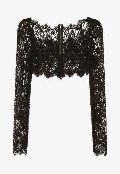 Dolce & Gabbana Lace Corset Cropped Top Black