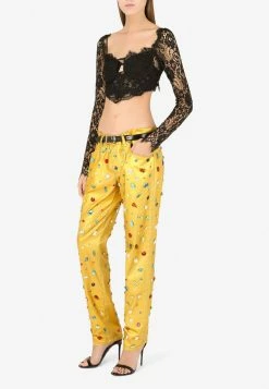 Dolce & Gabbana Lace Corset Cropped Top Black -Evening Dresses Popular Store F754GT 20FLSFV 20N0000 203