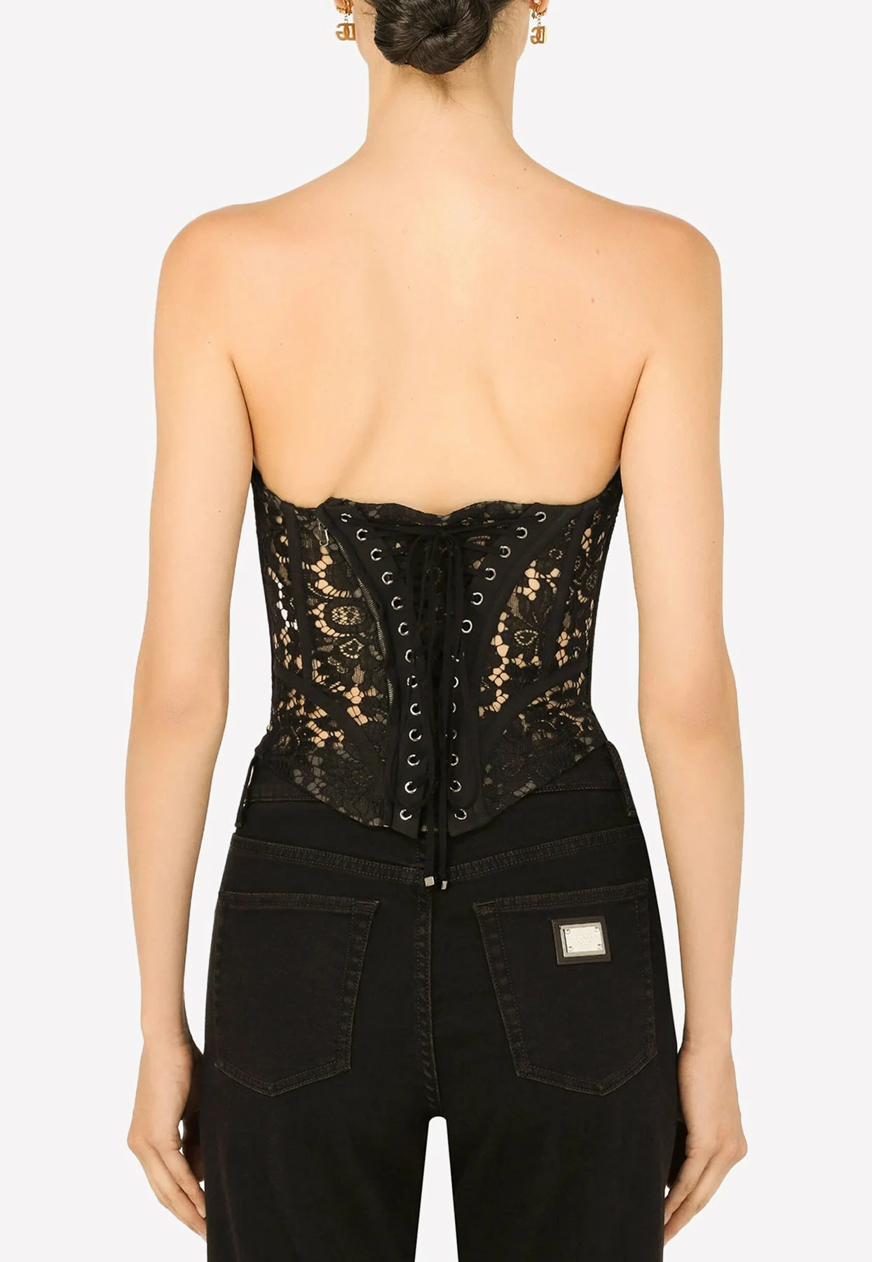 Dolce & Gabbana Lace Detail Bustier Cropped Top Black 3 Dolce & Gabbana Lace Detail Bustier Cropped Top Black - Image 3