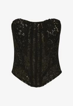 Dolce & Gabbana Lace Detail Bustier Cropped Top Black 7 Dolce & Gabbana Lace Detail Bustier Cropped Top Black -Evening Dresses Popular Store F75I8T 20FLM0A 20N0000 202