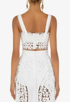 Dolce & Gabbana Embroidered Sleeveless Cropped Top White -Evening Dresses Popular Store F75ZWZ 20GDAFP 20W0800 201