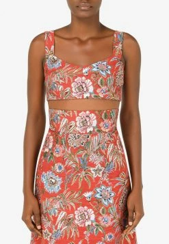 Dolce & Gabbana Floral Jacquard Cropped Top Red