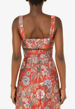 Dolce & Gabbana Floral Jacquard Cropped Top Red -Evening Dresses Popular Store F7Q34T 20FJOBI 20S8350 201