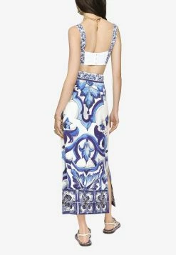 Dolce & Gabbana Majolica Print Cropped Top Blue 6 Dolce & Gabbana Majolica Print Cropped Top Blue -Evening Dresses Popular Store F7Y28T 20HPAB7 20HA3TN 202